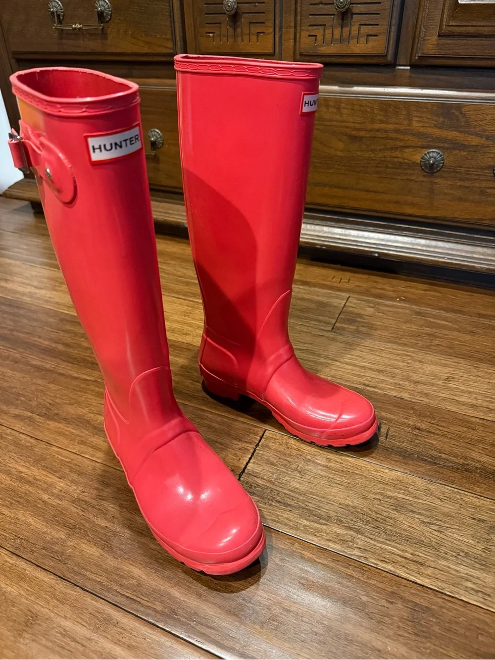 Hunter Tall Women's Rain Boots in Pinkish Red